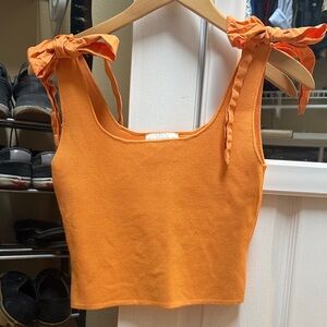 House of Harlow 1960 Orange Crop Top with Bow Straps
